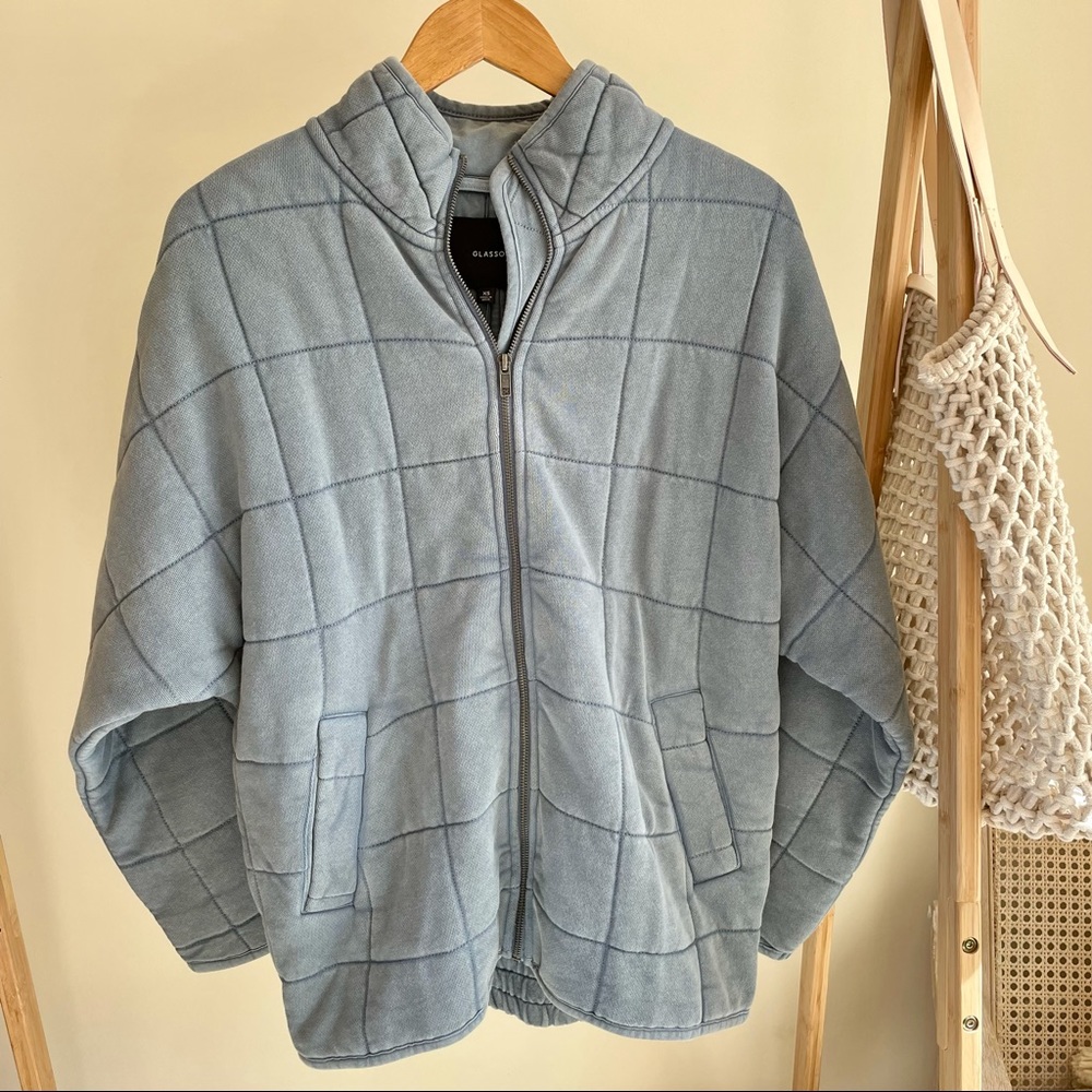 ✨SOLD✨ Glassons Quilted Dolman Zip Up Jacket Dusty Blue - Picture 6 of 6